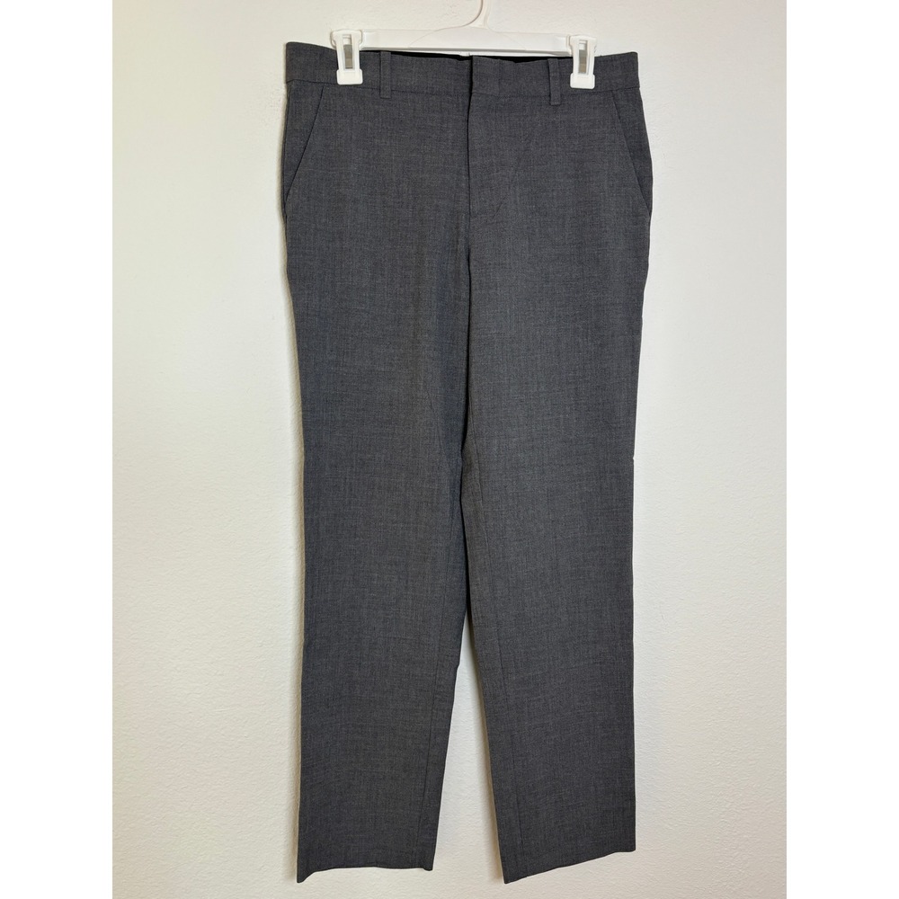 Van Heusen Boys Size 16 Husky Gray Dress Pants Flat Front Straight Leg Trousers